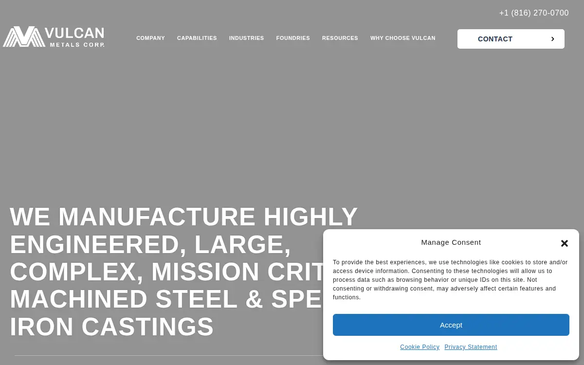 Homepage of Vulcan Metals Corporation