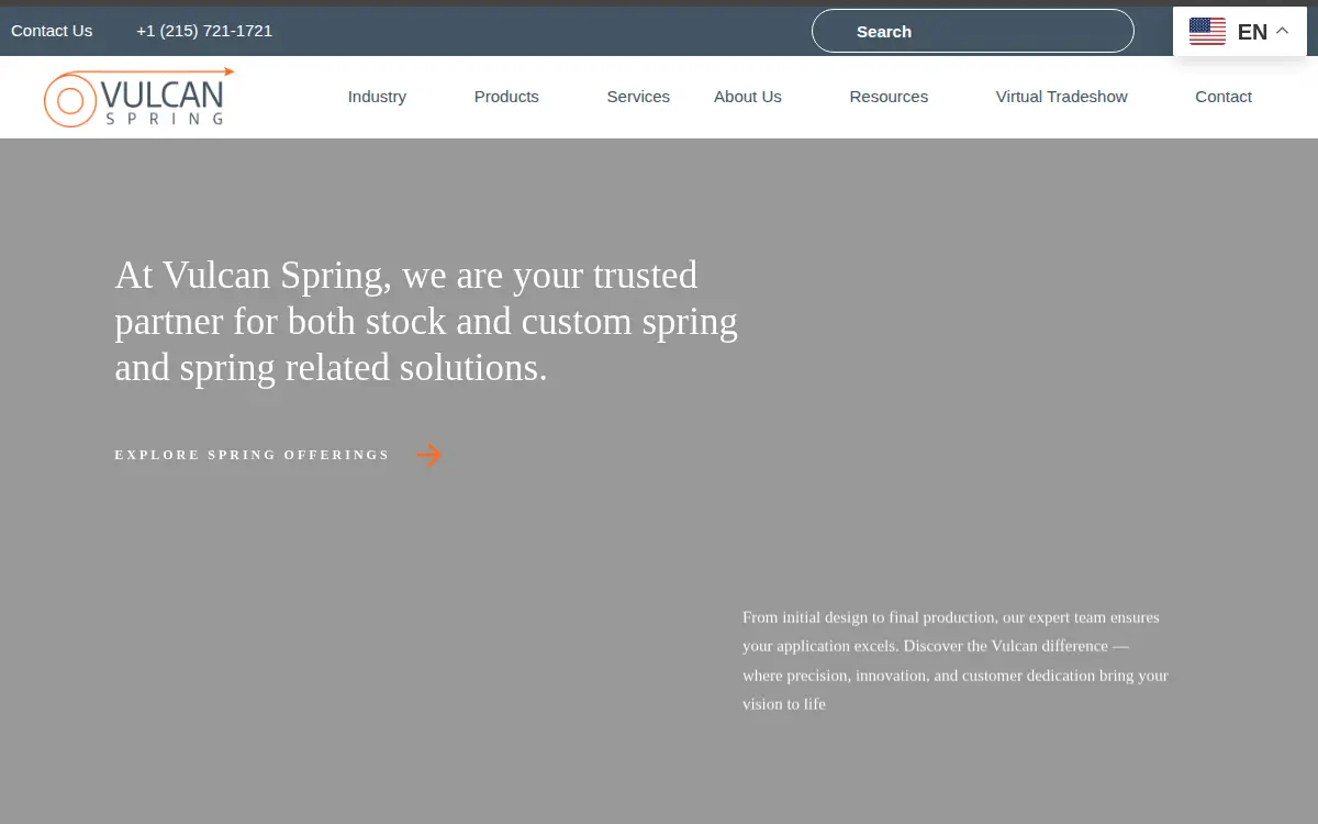 Homepage of Vulcan Spring & Mfg. CO.