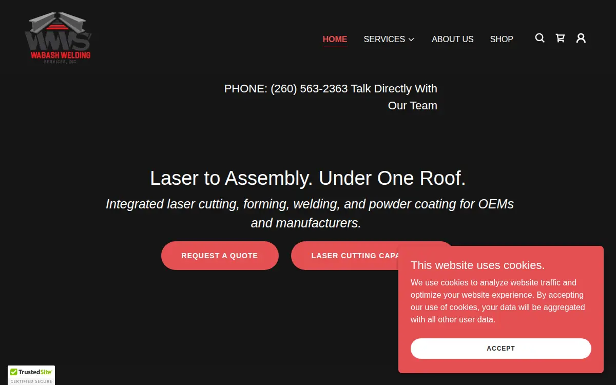 Homepage of Wabash Welding Services, INC.