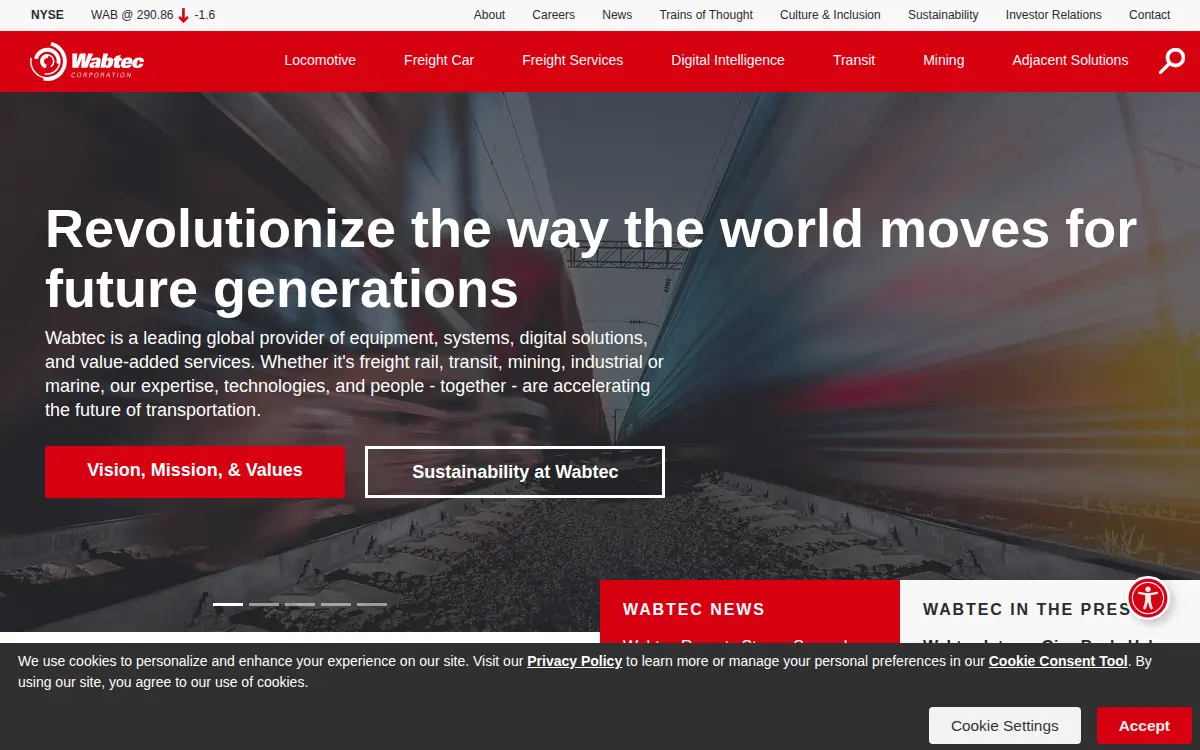 Homepage of Wabtec Components LLC