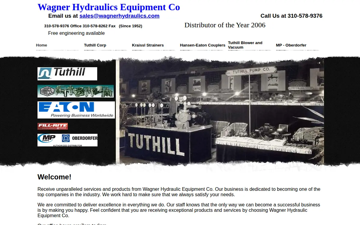 Homepage of Wagner Hydraulic Equipment Company, INC.