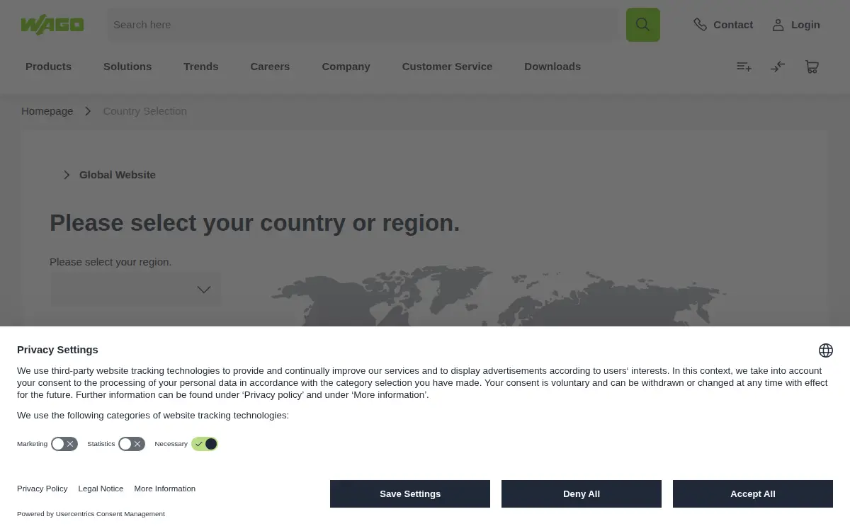 Homepage of Wago Corporation