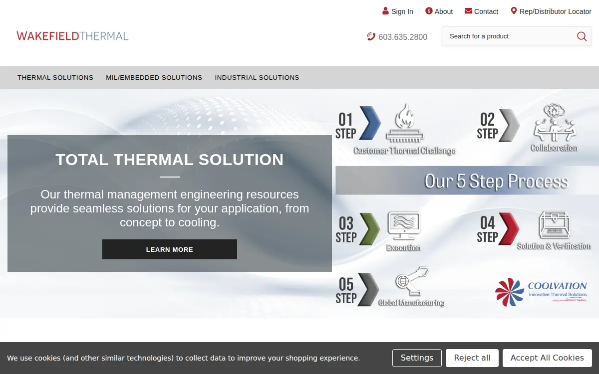 Homepage of Wakefield Thermal Solutions, INC