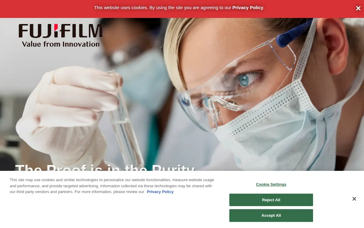 Homepage of Fujifilm Wako Chemicals U.s.a. Corporation