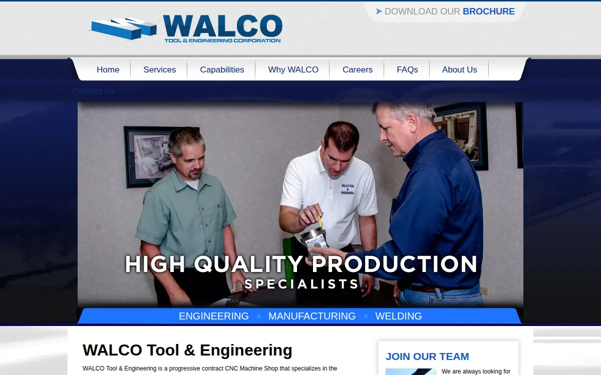Homepage of Walco Tool & Engineering CORP