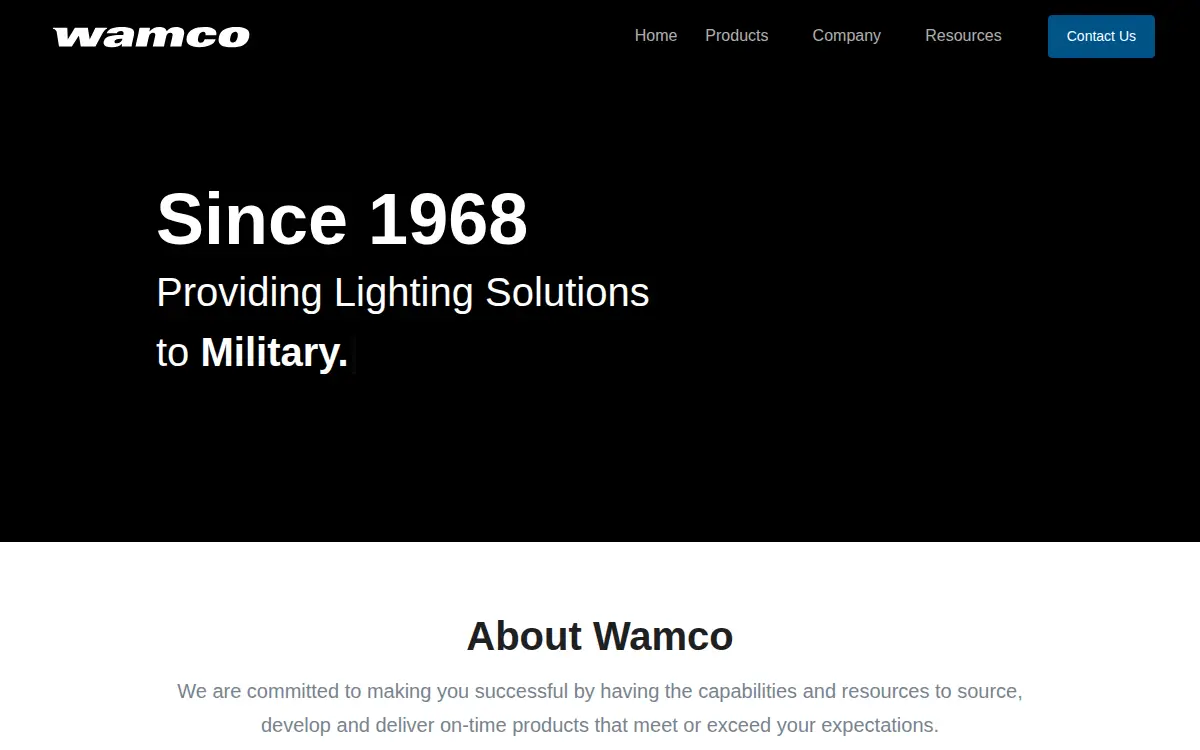 Homepage of Wamco, INC.