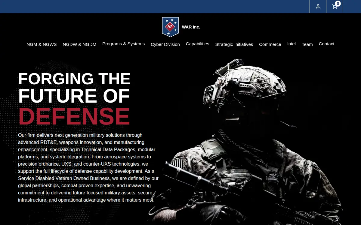 Homepage of War Incorporated