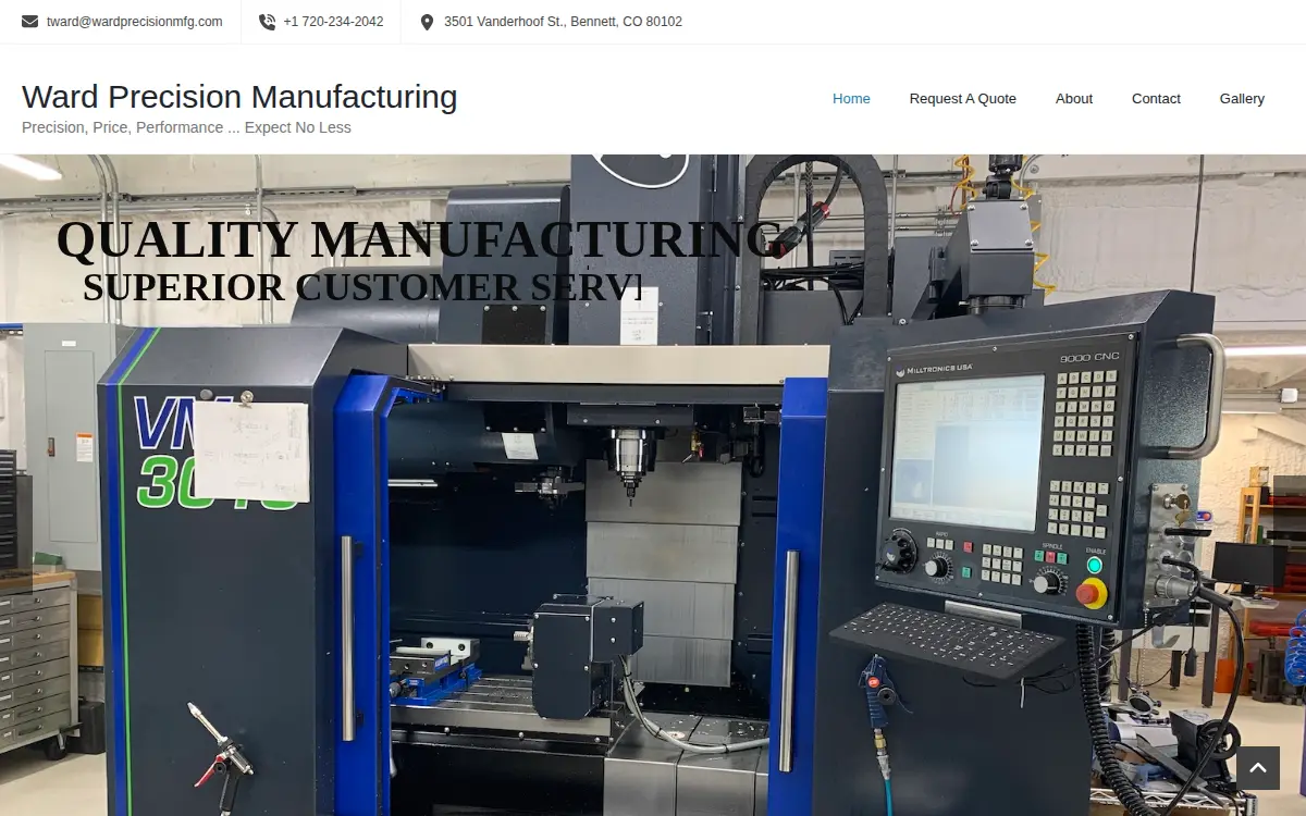 Homepage of Ward Precision Manufacturing, INC