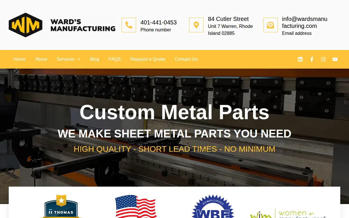 Homepage of Ward's Manufacturing LLC