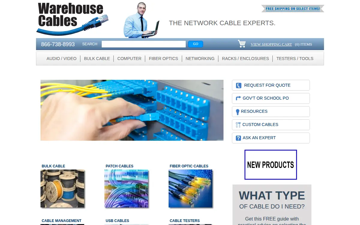 Homepage of Warehouse Cables LLC