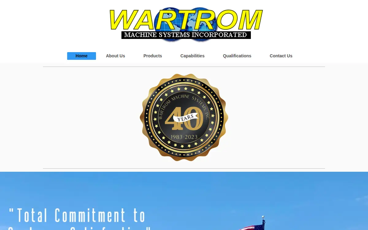 Homepage of Wartrom Machine Systems, INC