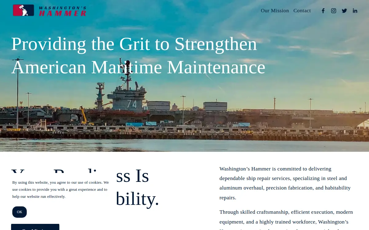 Homepage of Washington's Hammer, INC