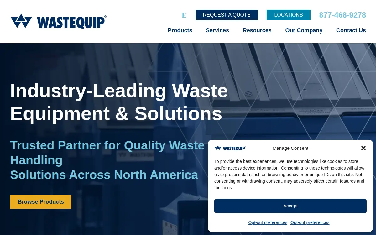 Homepage of Wastequip Manufacturing CO LLC