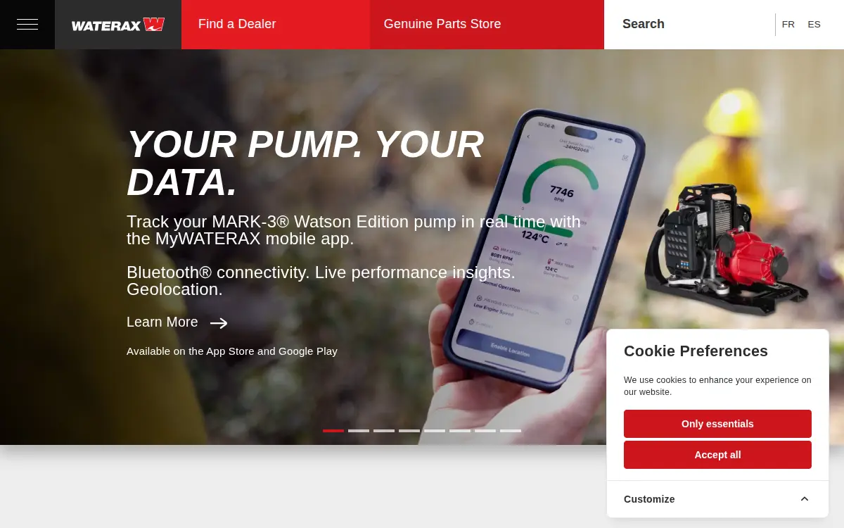 Homepage of Waterax Corporation