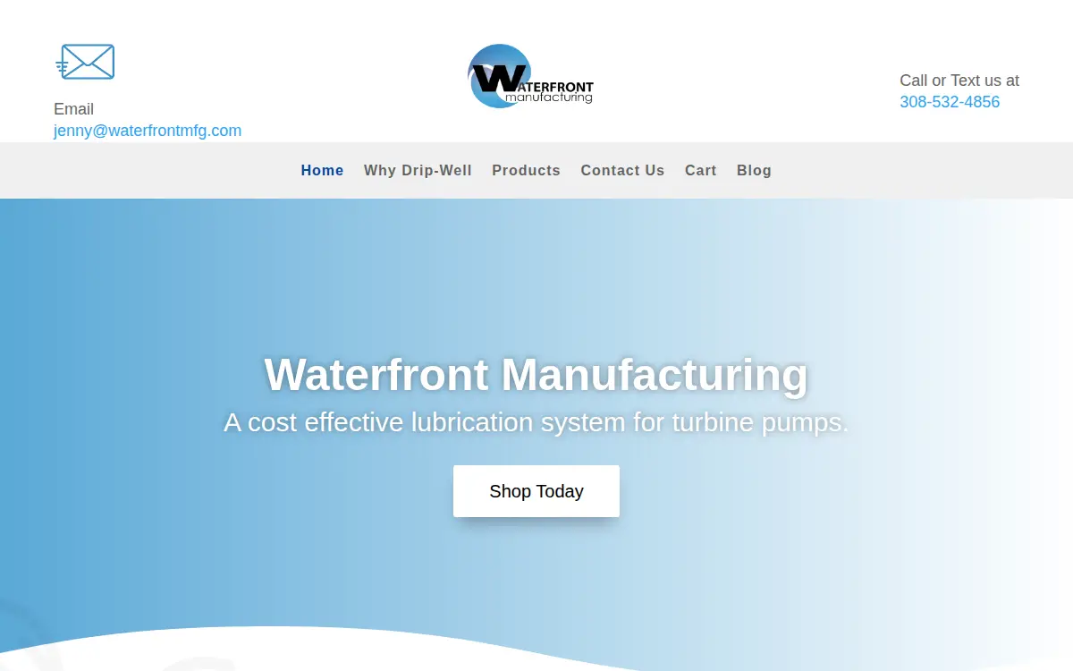 Homepage of Waterfront Manufacturing, INC