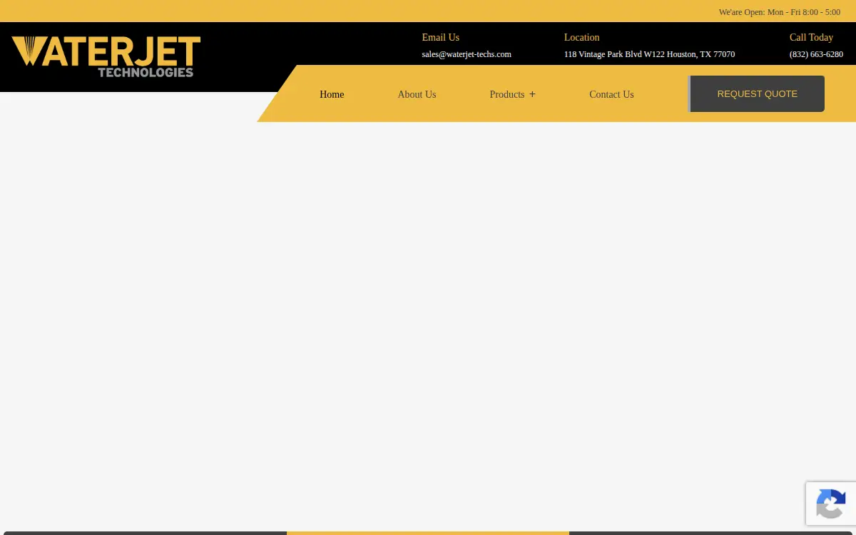 Homepage of Waterjet Technologies, LLC