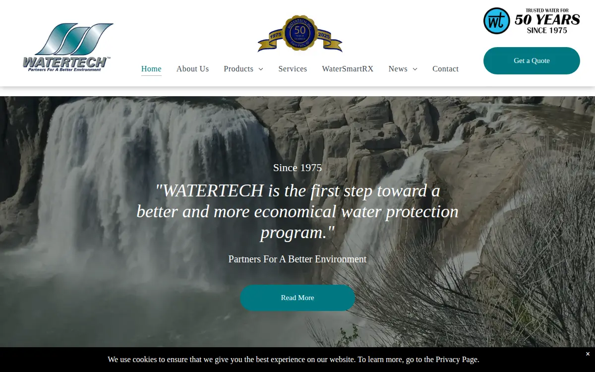 Homepage of Water-tech, Incorporated