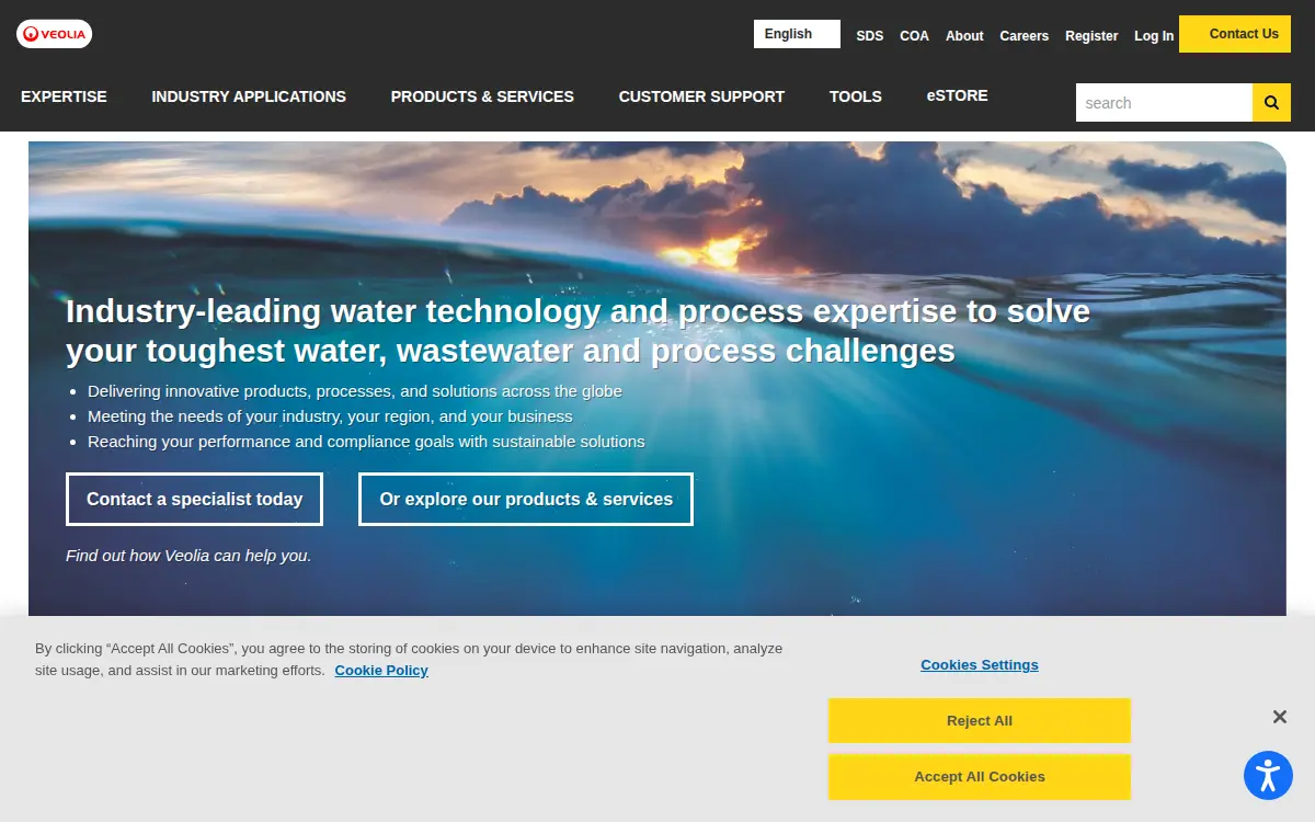 Homepage of Veolia Wts Analytical Instruments, INC.