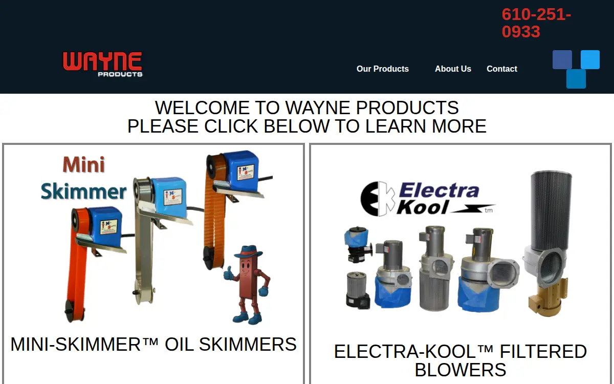 Homepage of Wayne Products Acquisition CO LLC