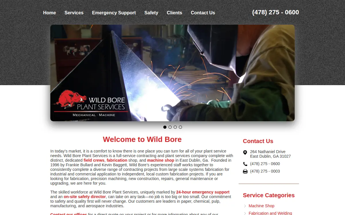 Homepage of Wild Bore Machine, LLC