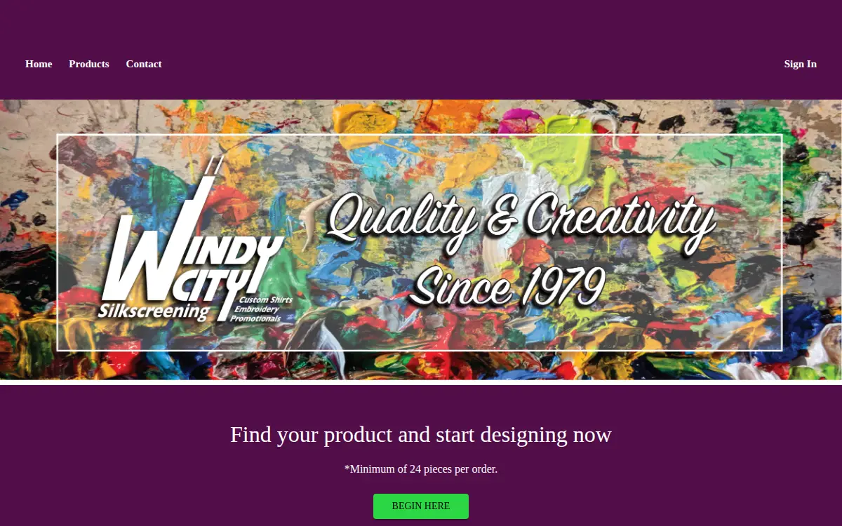 Homepage of Windy City Silkscreening, INC