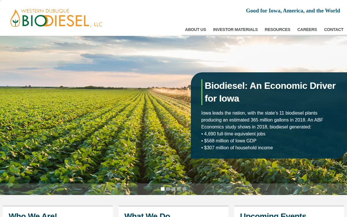 Homepage of Western Dubuque Biodiesel, LLC
