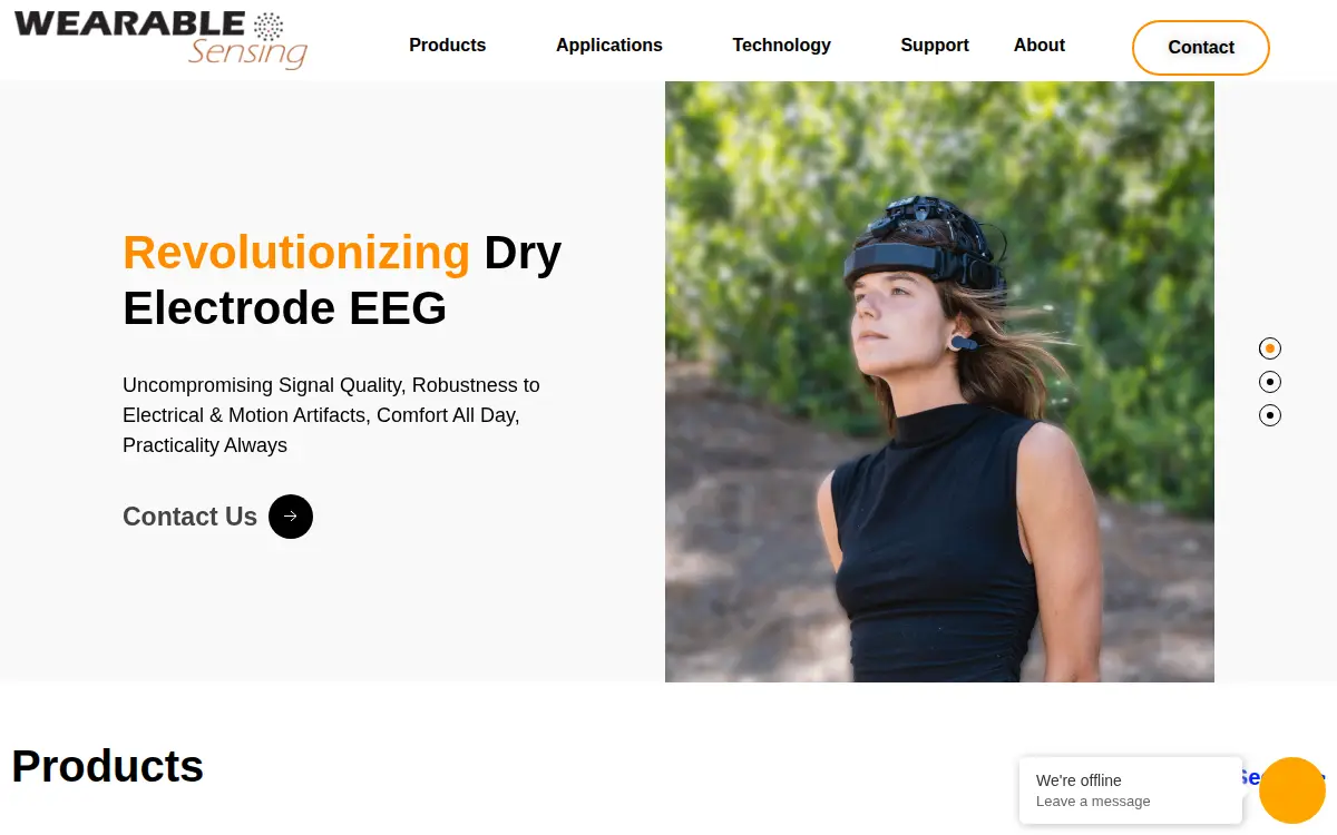 Homepage of Wearable Sensing LLC