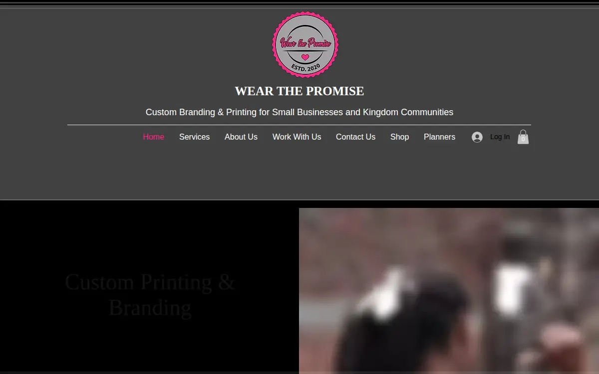 Homepage of Wear the Promise, LLC