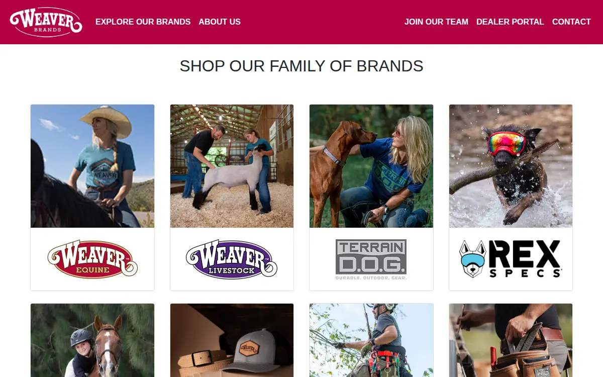 Homepage of Weaver Leather, LLC