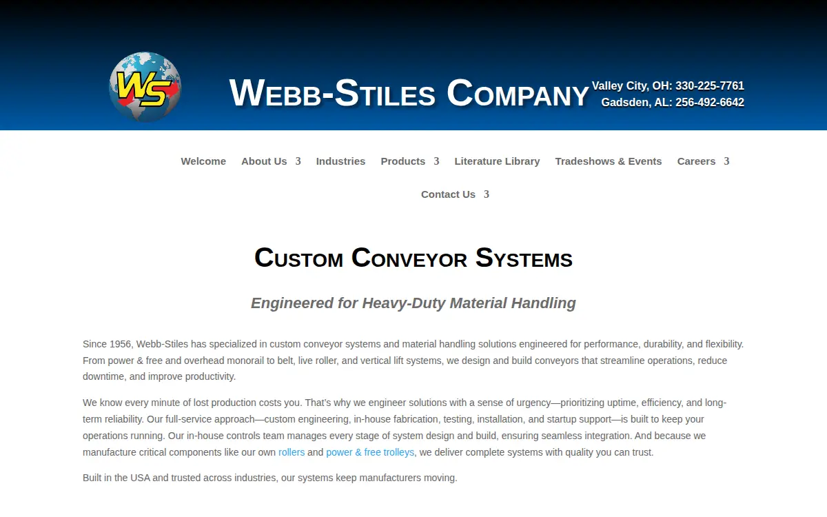Homepage of Webb-stiles Company