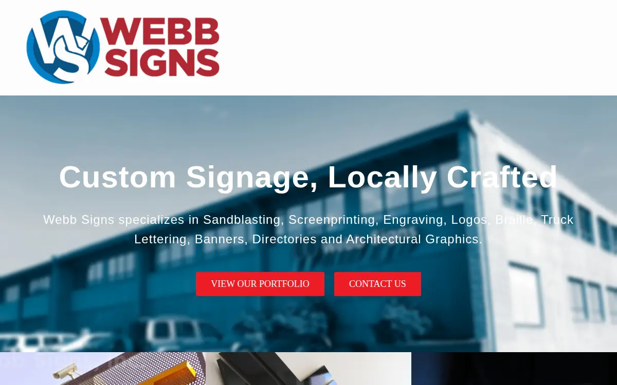 Homepage of Webb Signs, INC.