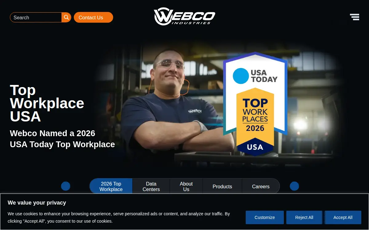 Homepage of Webco Industries, INC.
