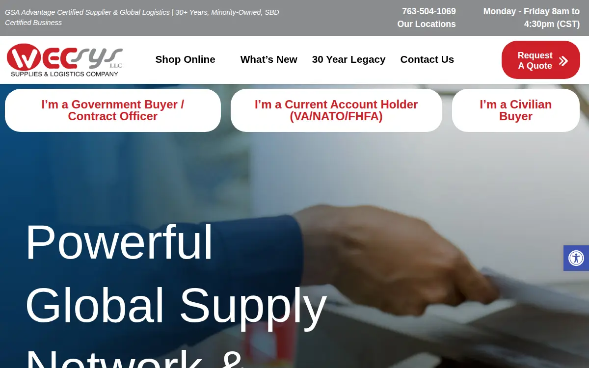 Homepage of Wecsys LLC