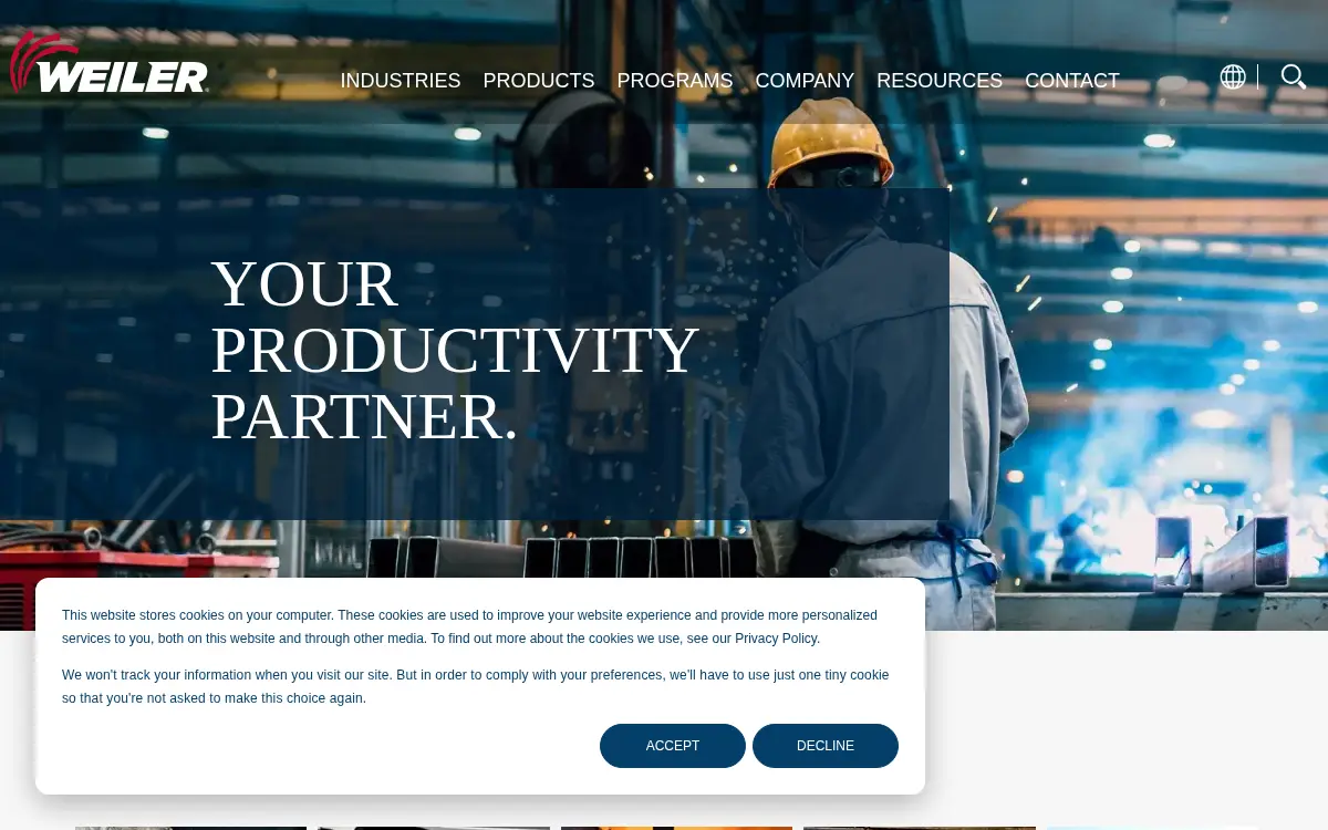 Homepage of Weiler Corporation