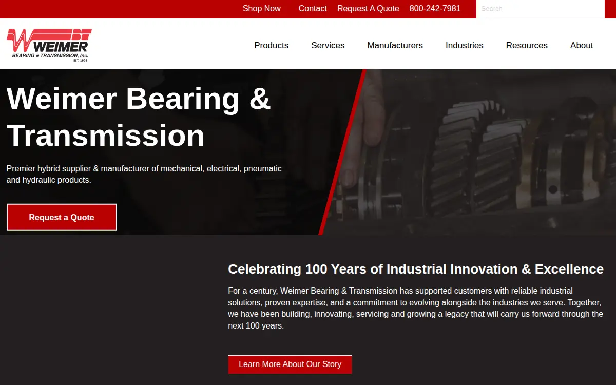 Homepage of Weimer Bearing & Transmission INC