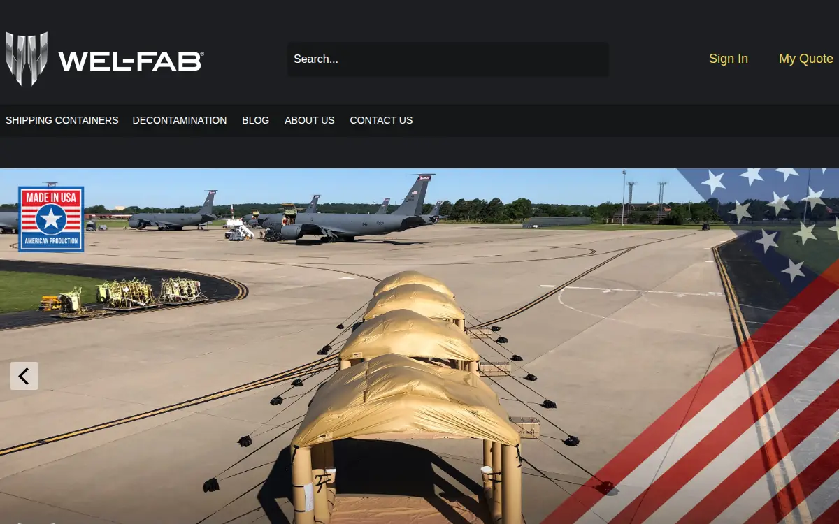 Homepage of Wel-fab Defense LLC