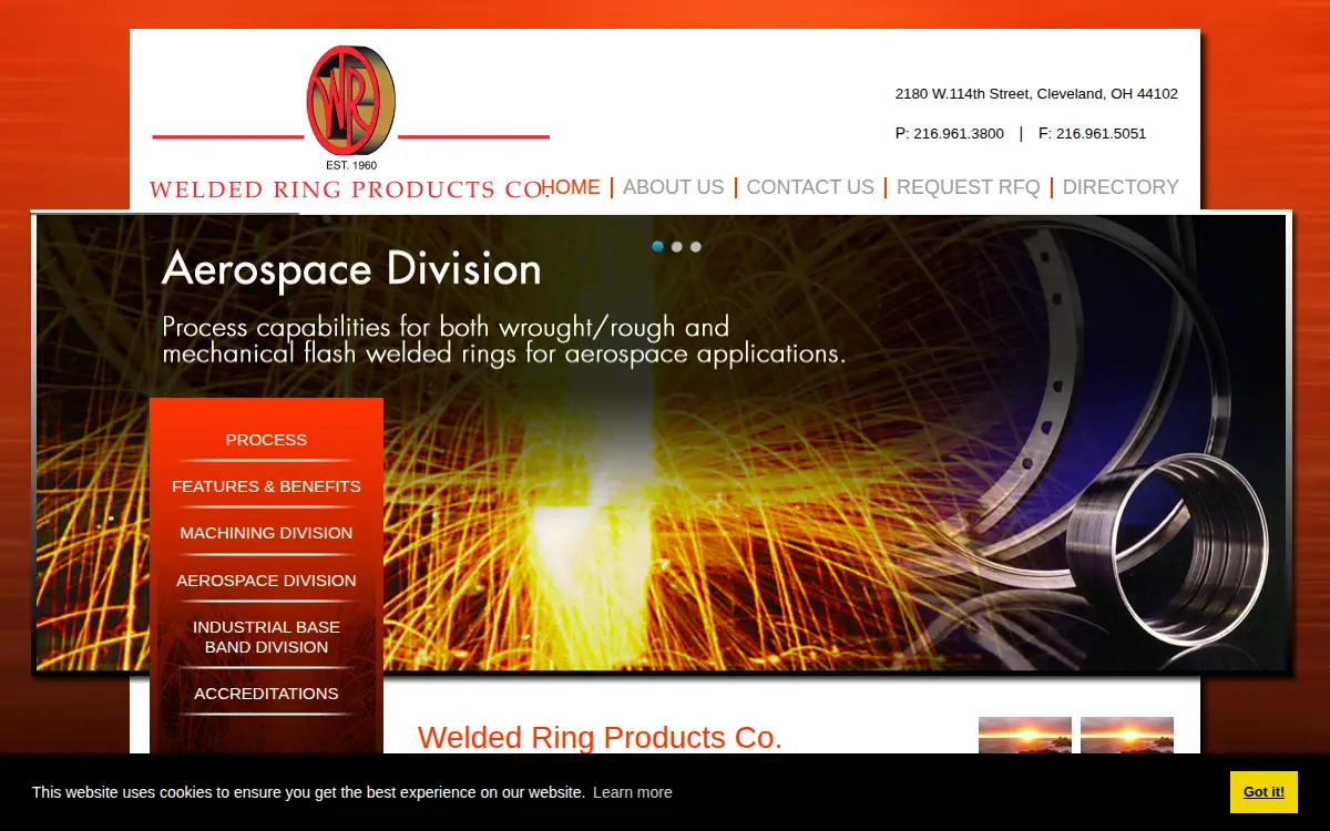 Homepage of Welded Ring Products CO.
