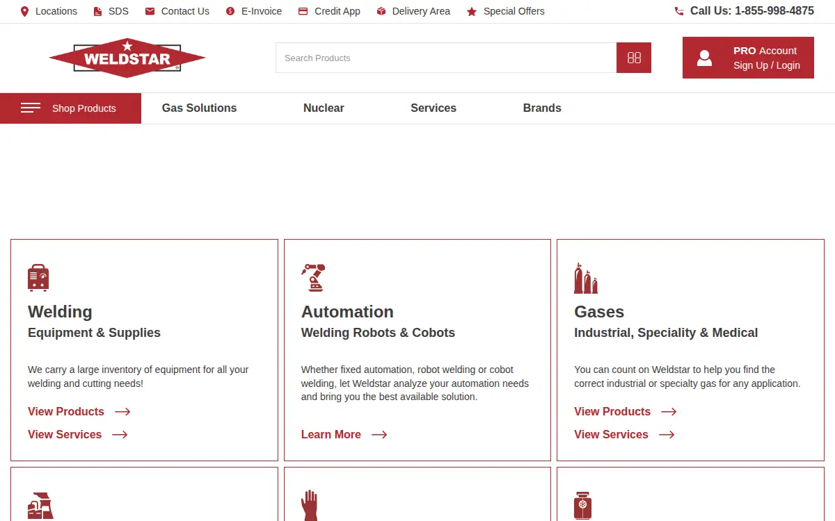Homepage of Weldstar CO