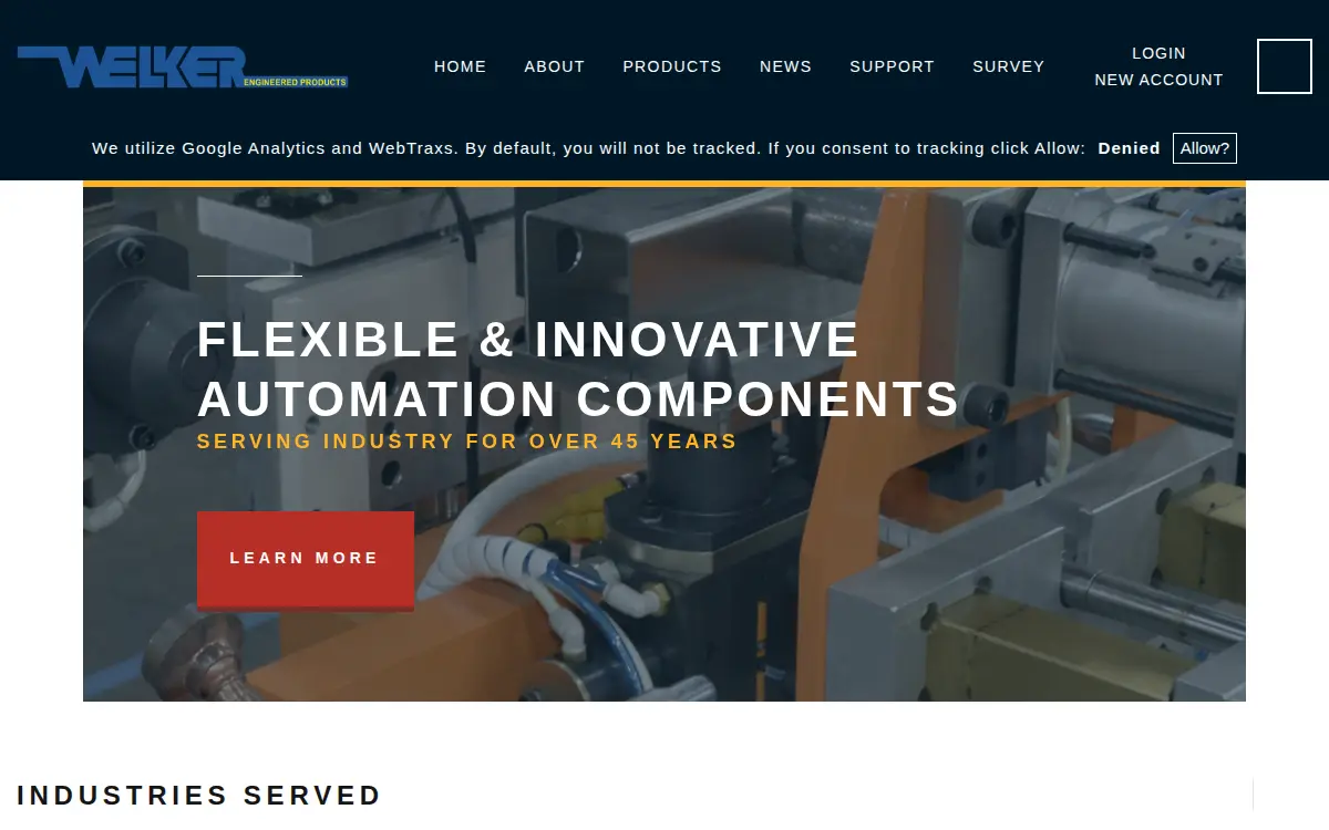 Homepage of Welker Engineered Products CO