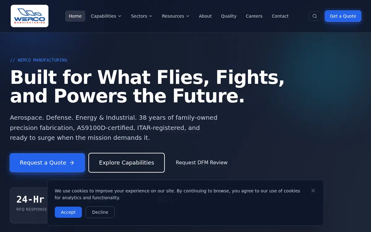 Homepage of Werco Manufacturing INC