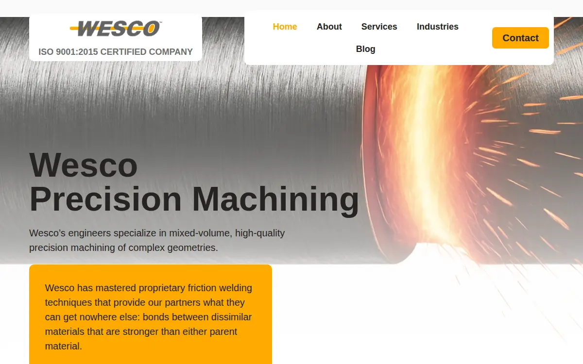Homepage of Wesco Machine Products, INC.