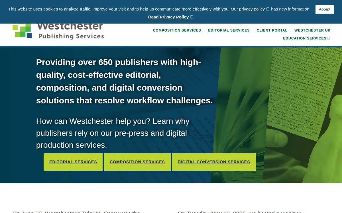 Homepage of Westchester Publishing Services, LLC