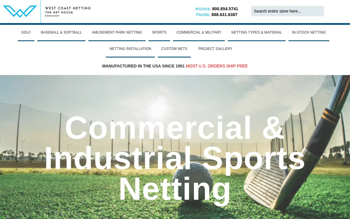 Homepage of West Coast Netting INC