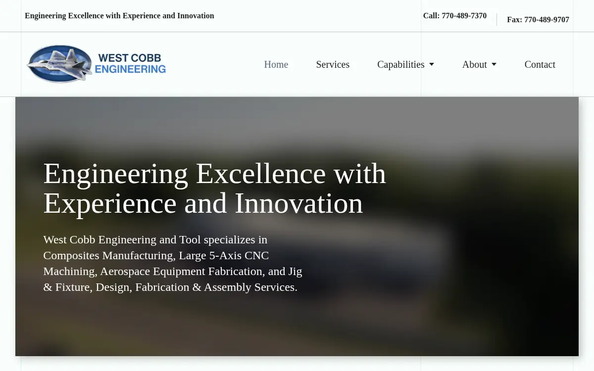 Homepage of West Cobb Engineering & Tool Co., INC.