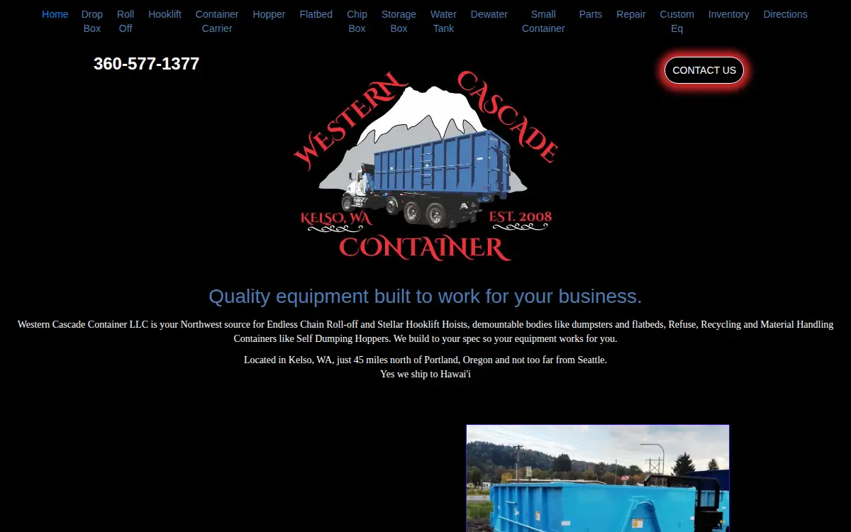 Homepage of Western Cascade Container, L.l.c.