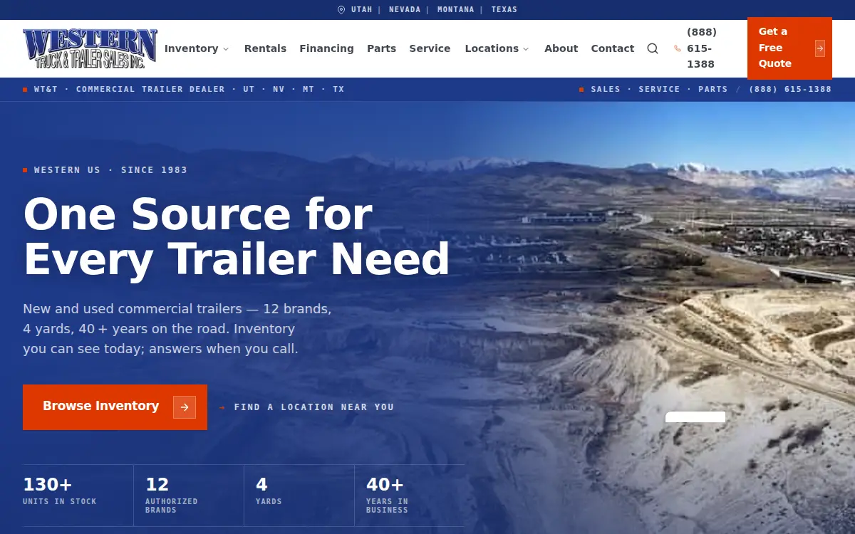 Homepage of Western Truck & Trailer Sales INC