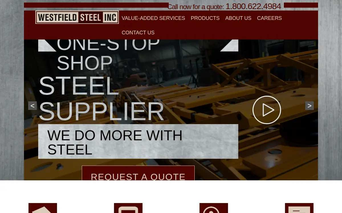 Homepage of Westfield Steel INC.