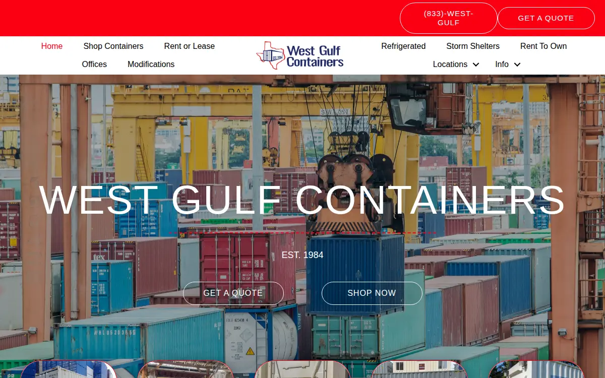 Homepage of West Gulf Containers, LLC