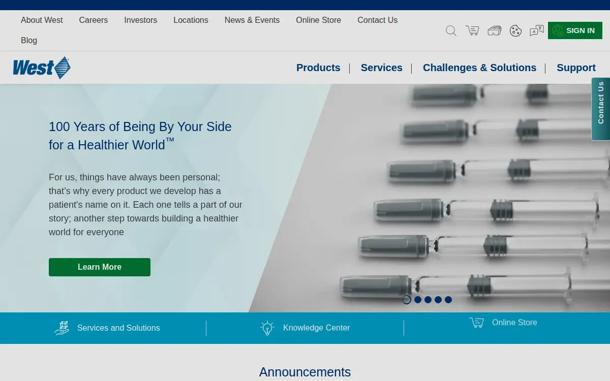 Homepage of West Pharmaceutical Services, INC.