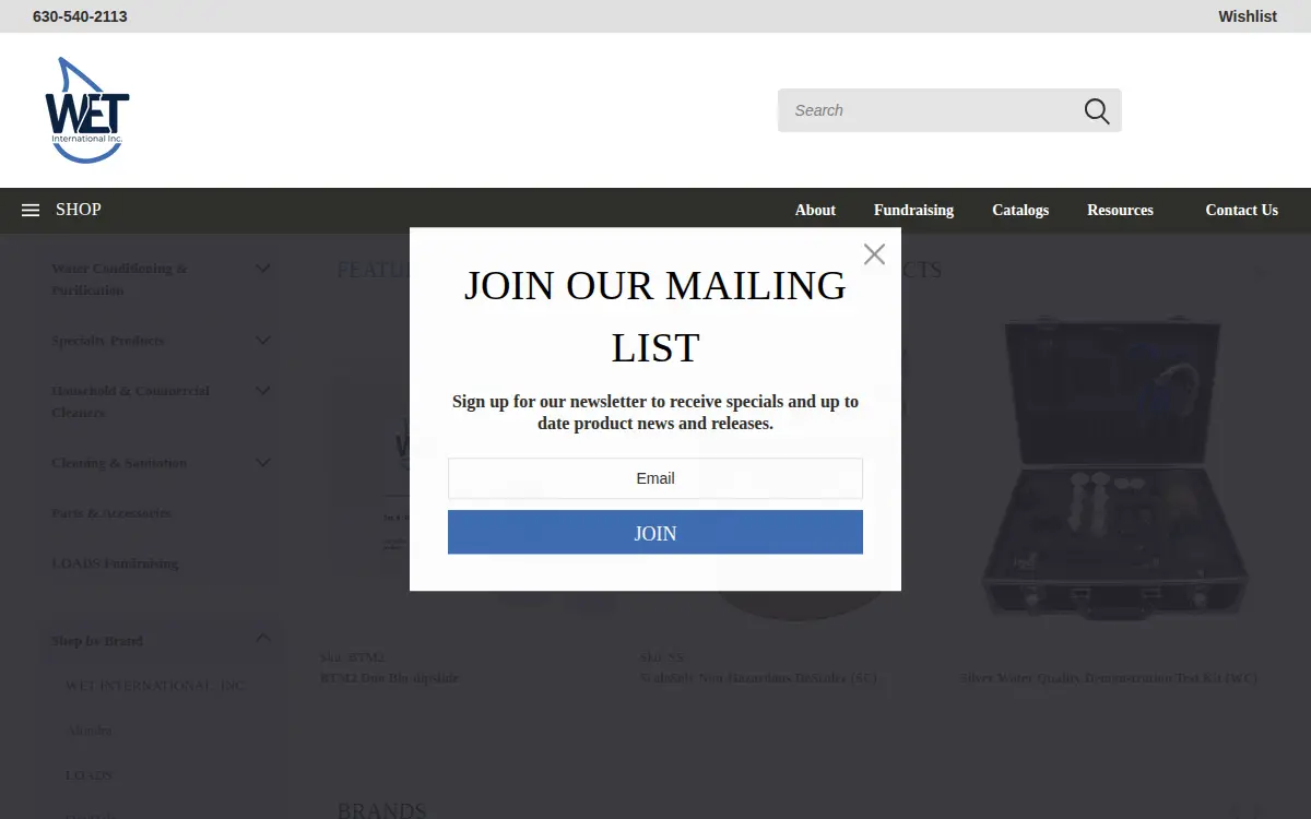 Homepage of Wet International INC